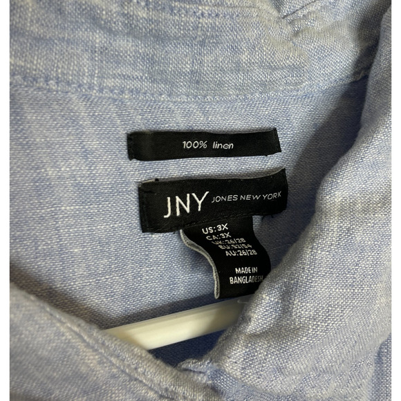 Women's 3XL Jones New York 100% Linen Blue Chambray Button Down Shirt - Picture 3 of 4